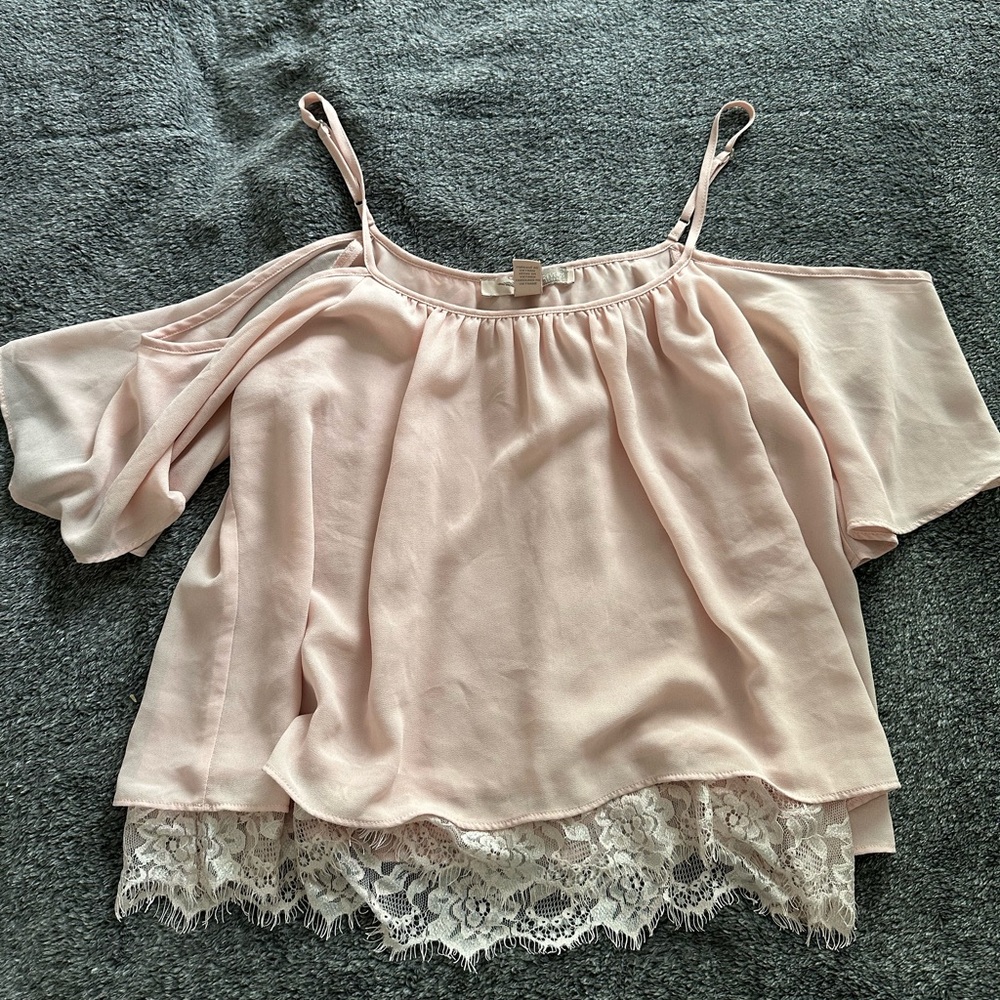 Forever 21 Pink Lace Trim Women's Top Size XS